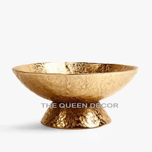 <b>Home</b> Decor Polished Bowl Creative Aluminium Branches Border and Silver Hammered Tabletop Decorative Bowl <b>for</b> Best <b>Sale</b> - Product Image 5