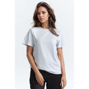 T-shirt en jersey 100 % coton pour femme, respirant, ajusté, coupe courte, idéal pour l'été, avec lettres décoratives à rivets, haut décontracté, OEM ODM - Product Image 5