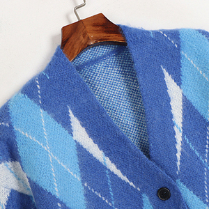 เสื้อสเวตเตอร์ลายเพชรประดับเพชรหลายสีสำหรับผู้หญิงเสื้อสเวตเตอร์สีพื้นระบายอากาศได้ดีดีไซน์ล่าสุด - Product Image 3