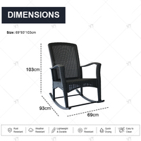Fauteuil à bascule en rotin pour jardin extérieur, mobilier de patio moderne pour cour, balcon, villa, hôtel, complexe hôtelier et projets d'hôtellerie