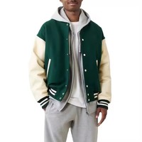 2023 veste de basket-ball universitaire à col côtelé rayé avec logo personnalisé bombardier Letterman en cuir avec patch brodé en chenille