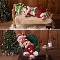 Gorro de Papá Noel de algodón a rayas para Navidad - Accesorio festivo para sesiones de fotos de bebés