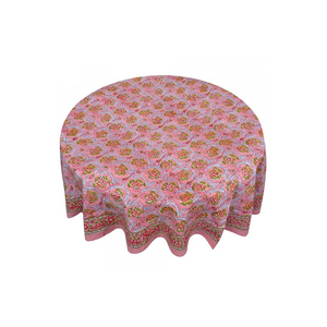 Best Price 100% Cotton Jacquard Table Cloth Hand Block Printed <b>Embroidered</b> Floral Design Well Absorbing 20 Sheeting <b>Tablecloth</b> - Product Image 5