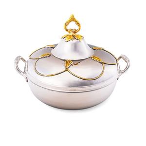Recién llegado, cazuela de Acabado niquelado Hotpot con asas de diseño brillantes con tapa de forma redondeada, calentador de alimentos - Product Image 6