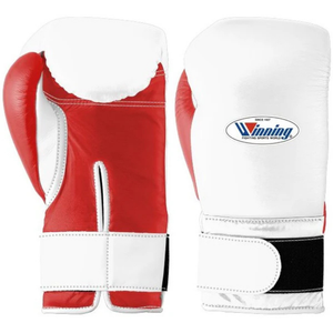 Guantes de Boxeo Profesionales de Cuero Blanco y Rojo con Velcro en la Muñeca, Guantes de Entrenamiento y Sparring para Hombres y Mujeres - Product Image 1