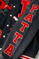 Veste universitaire Letterman en laine pour hommes, col montant, patchs brodés en chenille, manches en cuir, veste d'hiver Streetwear Varsity