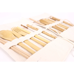 Ensemble de couverts de voyage biodégradables et réutilisables en bambou durable, écologique avec logo laser gravé gratuitement - Product Image 4