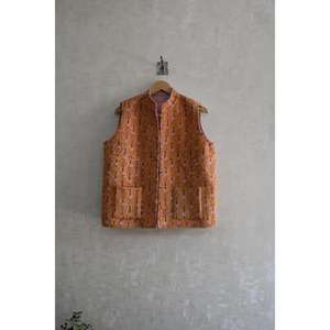 Chaleco Acolchado de Algodón Ecológico para Mujer, Estilo Étnico, Hecho a Mano con Estampado de Bloques, Sin Mangas, Cuello Alto, Color Personalizado - Product Image 2