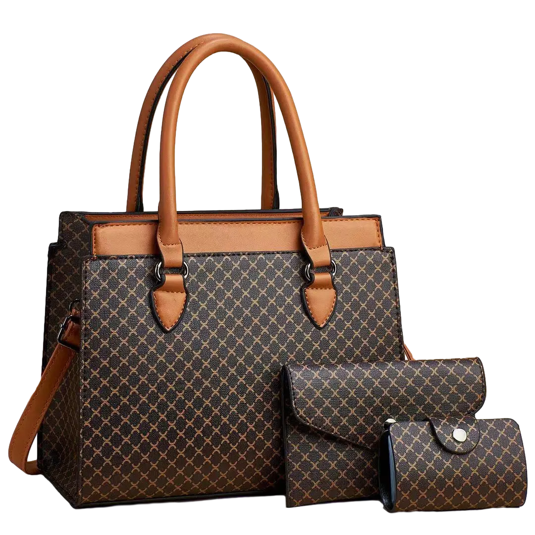 Toptan özel tasarımcı ünlü markalar klasik geometrik X desen Satchel Tote debriyaj cüzdan ile çanta seti lüks çanta