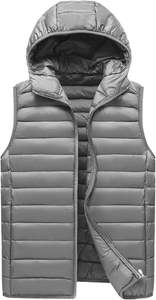Gilet en coton d'hiver décontracté pour hommes avec capuche sans manches léger matelassé manteau en duvet imperméable et coupe ample 2025 - Product Image 2
