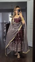 Salwar Anarkali à manches longues avec pantalon en coton et rayonne et dupatta, lehenga de mariée en soie Banarasi pour femmes, pour occasions spéciales