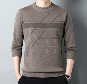 Jersey de punto de manga larga para hombre, suéter informal de cuello redondo para hombre para invierno, ropa de oficina, suéter para hombre - Product Image 3