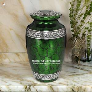 Urnas de cremación para adultos con estampado de transferencia verde brillante clásico Precio bajo Venta al por mayor MetalTek Corporation Frasco funerario de metal de alta calidad - Product Image 4