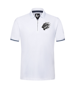 เสื้อโปโลกอล์ฟผู้ชาย athlefit-แขนสั้นพร้อมปลอกแขนถักคอซี่โครงและคอเสื้อซิปสำหรับใส่ได้ทันสมัย - Product Image 1