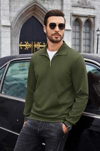 <b>Half</b> <b>Zip</b> <b>Sweatshirt</b> <b>Men's</b> Quarter <b>Zip</b> up Pullover Long Sleeve Polo <b>Sweatshirt</b> Slim Fit Mock Neck Sweaters with Pocket for <b>Men</b> - Product Image 3