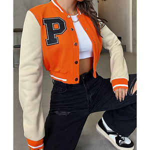 แจ็กเก็ตผ้าซาตินสำหรับผู้หญิงแจ็คเก็ตบอมเบอร์เลตเตอร์สำหรับฤดูหนาว - Product Image 5