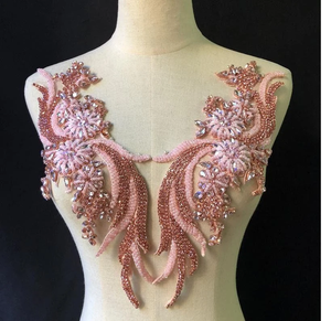 แผ่นผ้าโพลีเมชประดับพลอยเทียมปักลายดอกไม้งานเย็บทรงดอกไม้สำหรับผู้หญิงงานตามสั่งทำด้วยมือ - Product Image 5