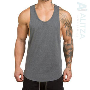 100% algodón suave cómodo gimnasio Stringer Tank Top OEM Logo liso deportes culturismo Fitness correr personalizado elegante Tanktop - Product Image 4