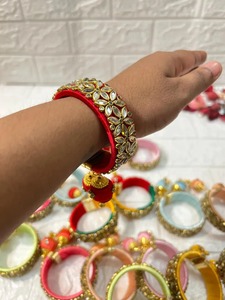 กำไลไหมเปิดได้ mehendi โปรดปรานของขวัญคืนแต่งงานของขวัญงานปาร์ตี้ dholki ของขวัญสำหรับ mehendi แจกฟรีกำไลข้อมือ kundan - Product Image 4