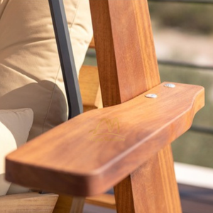 Silla Columpio de Madera de Teca Maciza de Color Natural con Toldo para Muebles de Exterior y Muebles de Hotel - Product Image 4