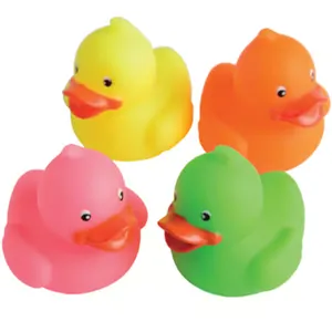 Bulk Eco Friendly Toy Animal Mini 2 inch Tub Transparent neon Toys Rubber Ducky Bathtub Squeeze Squeaky Bath Duck Assortment