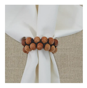 Bonne qualité Perles De Bois Ronds De Serviette Corde De Coton Glands Tissés À La Main conception Anneau De Serviette En Bois Accessoires - Product Image 1