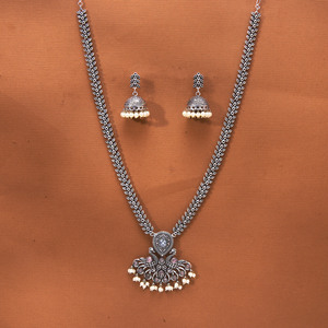 Latest Handmade Peacock Design Long <b>Necklace</b> Set Fashion Jewelry with Oxidised Plating - Product Image 5