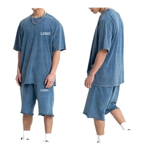 Ensemble court en coton respirant pour homme, imprimé à chaud, délavé à l'acide, avec logo personnalisé, fabriqué au Pakistan, offre spéciale - Product Image 6