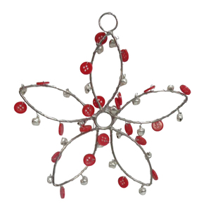 Diseño de flores de lujo hierro/Cuentas adorno colgante de Navidad Color plateado para el hogar vacaciones decoración de Navidad hecho a mano a granel - Product Image 1