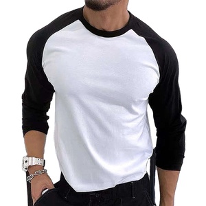 Camiseta de manga larga con cuello redondo raglán para hombre de alta calidad personalizada 100% algodón camiseta de manga larga en blanco para hombre de ajuste holgado - Product Image 1