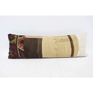 Almohada Kantha de lana Beige, 12x36 pulgadas, estampado cuadrado bordado Vintage, ropa de cama portátil Kantha tejida con mechones, suelo de Navidad - Product Image 1
