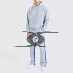 Survêtement en polaire évasé à impression 3D avec logo personnalisé pour hommes, ensemble de pantalons de survêtement d'hiver, sweat à capuche, ourlet personnalisable - Product Image 1