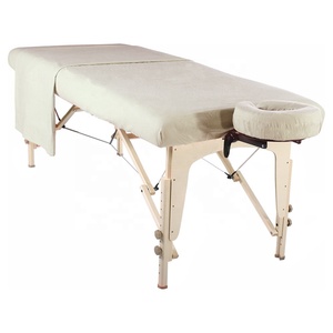 Logo personnalisé 3 pièces 100% coton <span class=keywords><strong>flanelle</strong></span> blanc noir Spa <span class=keywords><strong>drap</strong></span>-<span class=keywords><strong>housse</strong></span> plat pour table de massage lit de massage Char - Product Image 1