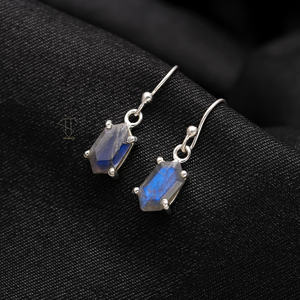 2025 New Hot Selling Women <b>Fashion</b> 925 Solid Sterling Silver Labradorite Gemstone Earring Women Earrings Trendy <b>Jewellery</b> - Product Image 3