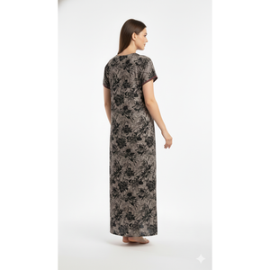 Camisón Largo Informal para Mujer, Color Marrón Oscuro, Manga Corta, con Bolsillos Laterales, Tejido Suave y Transpirable, Cómodo para Uso Diario - Product Image 6
