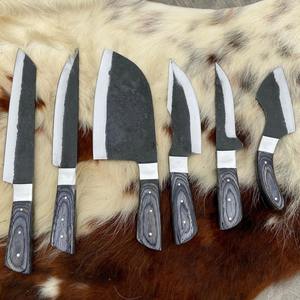 ชุดมีดเชฟ 6 ชิ้น สไตล์ใหม่ ทำจากเหล็กกล้าไร้สนิม ดามัสกัส พร้อมด้ามไม้และใบมีดเหล็กกล้าคาร์บอน - Product Image 1