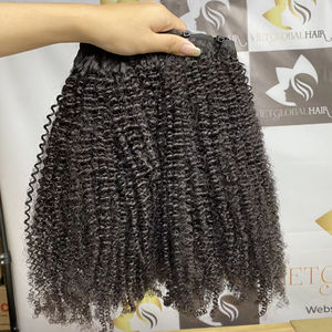 2024 meilleur prix cheveux humains bruts couleur noire naturelle crépus bouclés Extensions de cheveux dans la peau trame Remy cheveux qualité vapeur chaude - Product Image 4
