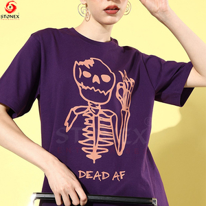 Ropa de lujo de alta calidad personalizada de algodón orgánico Puff estampado de talla grande camisetas de mujer Crop Top cuello redondo fabricantes - Product Image 3