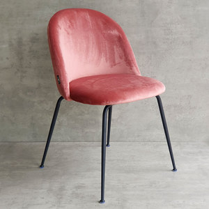 Lucas Contemporary Dressing <b>Chair</b> with Multi-Colored Velvet Cushion and Black <b>Painted</b> Iron Legs GTD006 Design - Product Image 2
