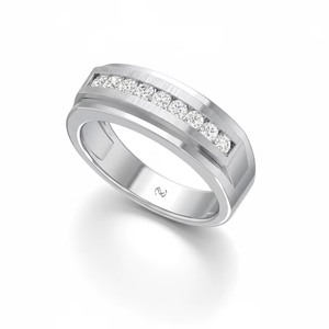 14K Gold & Diamond Classic Nine-<b>Stone</b> Channel Set Men's Ring | 0.44CTTW Brilliant Cut Diamond - Product Image 1