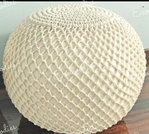 Handmade Modern Style Pouf Pure Cotton Square Hand Knitted Crochet <b>Floor</b> Pouf Home Decorative <b>Seating</b> Bone Inlay Console - Product Image 6
