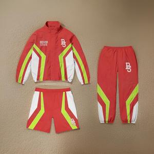 Ensemble coupe-vent respirant de haute qualité coupe régulière appartenant à l'usine pour les survêtements solides de course de randonnée décontractée en plein air pour hommes - Product Image 2