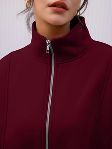 เสื้อฮู้ดผ้าฟลีซกับผู้หญิงมีซิปด้านหน้า, เสื้อคอตั้งทรงหลวมลำลองเย็บติดแบบลำลองพร้อมกระเป๋าด้านหน้าสำหรับฤดูใบไม้ร่วง/ฤดูหนาว2025ใหม่ - Product Image 5