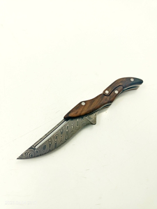 Cuchillo de hoja fija de acero Damasco de grado industrial duradero con mango de madera para uso en exteriores profesional hecho a mano de Pakistán - Product Image 2