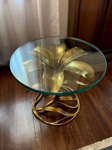 Mesa auxiliar decorada Base Dorada Redondeada Mesa de centro Diseñador Mesa auxiliar de metal Hogar y hoteles - Product Image 6