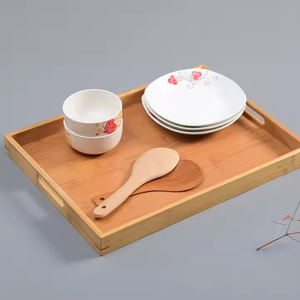 Plateau de service en bois avec poignée Plaque en bois massif rectangulaire par Crescent crafts - Product Image 3