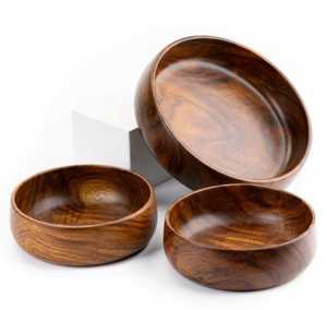 ชามไม้อะคาเซียขนาดใหญ่สำหรับใส่อาหารชามไม้สำหรับเสิร์ฟสลัด - Product Image 1