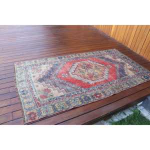 พรมวินเทจขนาด 3.5x6.4 ฟุต, พรม, พรมสีแดงไล่เฉด, พรมขนสัตว์ - Product Image 2