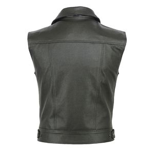 Venta al por mayor personalizado de cuero bordado motociclista estilo sin mangas impermeable transpirable elegante chaleco informal de los hombres - Product Image 3