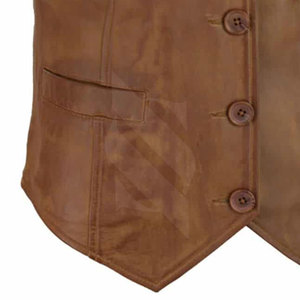 Chaleco de Cuero Vacuno Transpirable Hecho a Medida de SMITHY SPORTS, para Hombre, Corte Ajustado, Estilo Casual de Invierno, Cuello en V, Botones Cubiertos - Product Image 6